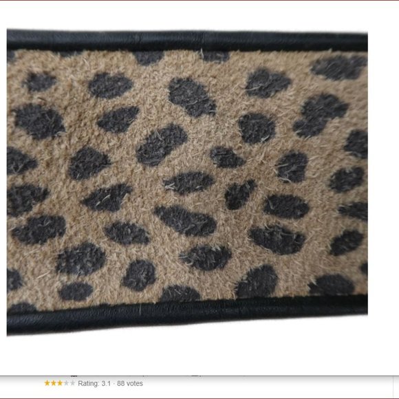 Designer Vintage 80s Wide Leather Belt Calf Hair Animal Print Earthy Wild S - Picture 2 of 8